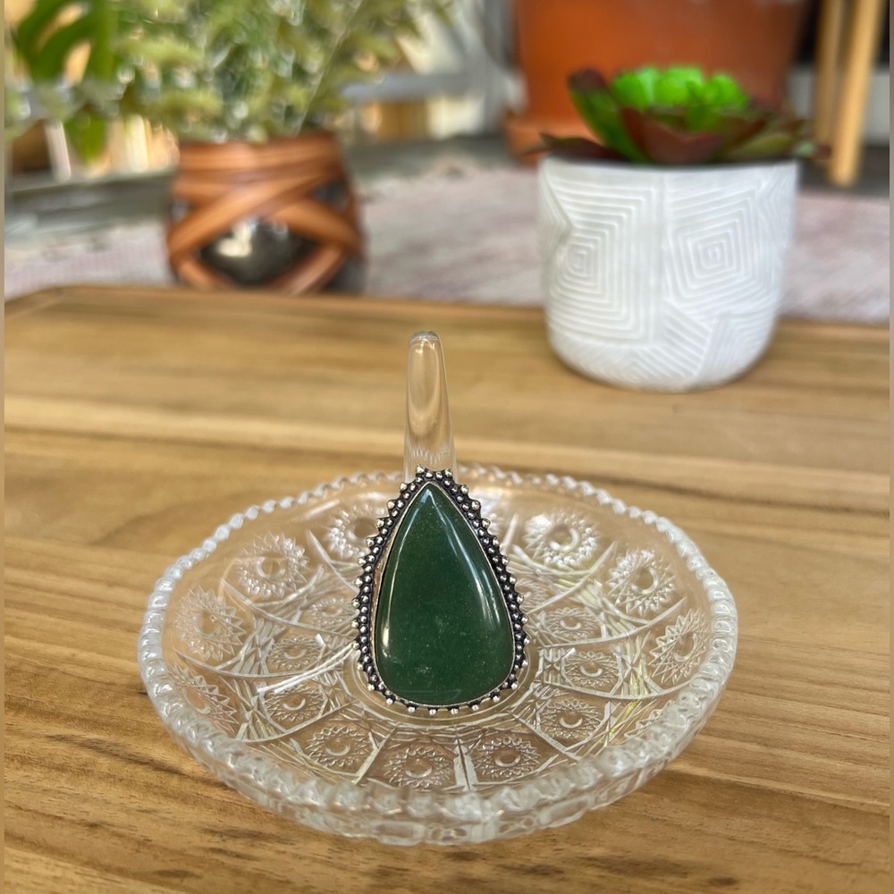Nephrite Jade - Size 9 - Sterling Silver